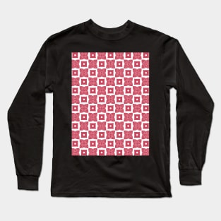 Salmon red floral and rectangle pattern Long Sleeve T-Shirt